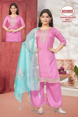 Dt Devi Purva Plazo Set 9411 Vitchara Silk Kurti with Digital Tabby Dupatta New Design Ethnic Wear Wholesale kurti pant with dupatta Catalogs