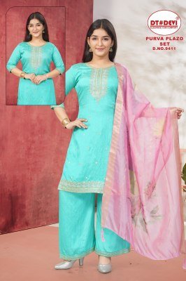 Dt Devi Purva Plazo Set 9411 Vitchara Silk Kurti with Digital Tabby Dupatta New Design Ethnic Wear Wholesale kurti pant with dupatta Catalogs