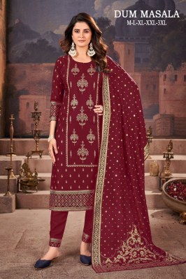 Dum Masala present exclusive reyon gold printed kurti pant with dupatta catalogue readymade suit catalogs