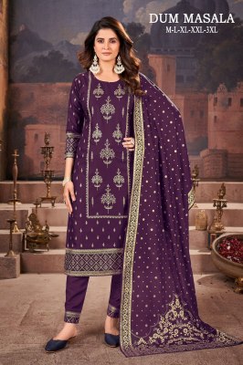 Dum Masala present exclusive reyon gold printed kurti pant with dupatta catalogue readymade suit catalogs