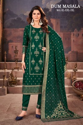 Dum Masala present exclusive reyon gold printed kurti pant with dupatta catalogue readymade suit catalogs
