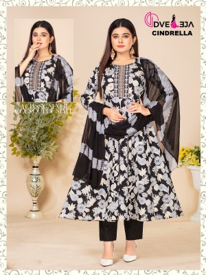 Dveeja fashion by Cindrella Series kalli reyon foil print fancy anarkali suit catalogue at low rate Dveeja Fashion