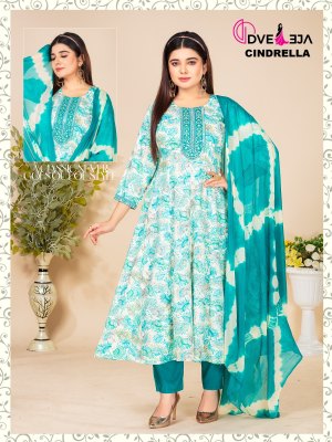 Dveeja fashion by Cindrella Series kalli reyon foil print fancy anarkali suit catalogue at low rate readymade suit catalogs