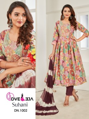 Dveeja fashion present suhaani series of exclusive printed nyra cut kurti with pant and dupatta catalogue Amavi