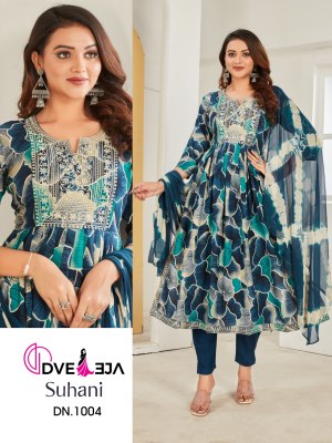 Dveeja fashion present suhaani series of exclusive printed nyra cut kurti with pant and dupatta catalogue readymade suit catalogs