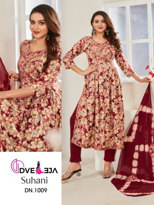 Dveeja fashion present suhaani series of exclusive printed nyra cut kurti with pant and dupatta catalogue readymade suit catalogs