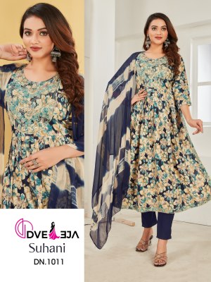 Dveeja fashion present suhaani series of exclusive printed nyra cut kurti with pant and dupatta catalogue readymade suit catalogs