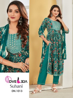 Dveeja fashion present suhaani series of exclusive printed nyra cut kurti with pant and dupatta catalogue readymade suit catalogs