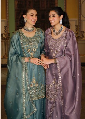 EBA LIFESTYLE SARA Simar Silk Embroidery Top Palazzo Dupatta Set wholesale catalogs