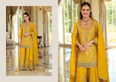 EBA Lifestyle Anokhi Collection Chinon Embroidery Palazzo Suits readymade suit catalogs