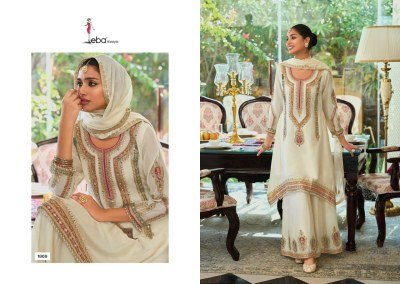 EBA Lifestyle Motifs Heavy Chinon Embroidered Plazo Suits  readymade suit catalogs