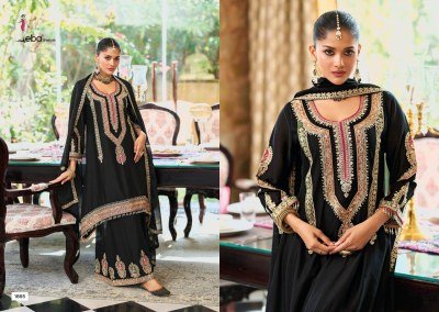 EBA Lifestyle Motifs Heavy Chinon Embroidered Plazo Suits  readymade suit catalogs