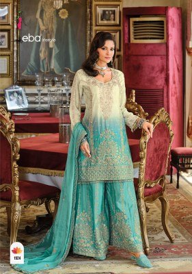 EBA Lifestyle Rangeen Edition Heavy Chinon Embroidered Palazzo Set readymade suit catalogs