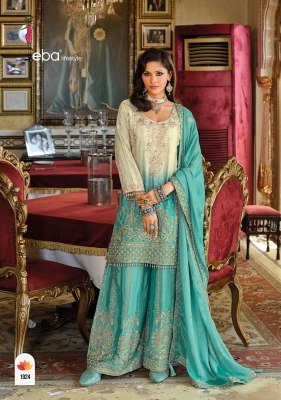 EBA Lifestyle Rangeen Edition Heavy Chinon Embroidered Palazzo Set readymade suit catalogs