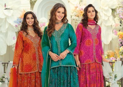 EBA Lifestyle URVI Chinnon Embroidery Skirt Dupatta 3-Piece Set readymade suit catalogs