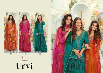 EBA Lifestyle URVI Chinnon Embroidery Skirt Dupatta 3-Piece Set readymade suit catalogs