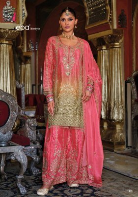 EBA Rangeen Gold Chinon Embroidered Kurti Set–Digital Print Top Heavy Dupatta And Wholesale kurtis catalogs