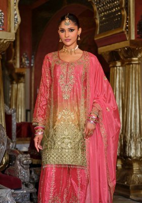 EBA Rangeen Gold Chinon Embroidered Kurti Set–Digital Print Top Heavy Dupatta And Wholesale kurtis catalogs