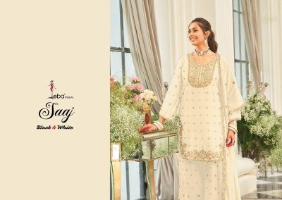 EBA SAAJ Black and White Premium Designer Chinon Embroidered Palazzo Suit Set  wholesale catalogs