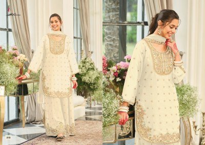 EBA SAAJ Black and White Premium Designer Chinon Embroidered Palazzo Suit Set  Fancy Palazzo suit catalogue