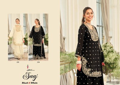 EBA SAAJ Black and White Premium Designer Chinon Embroidered Palazzo Suit Set  Fancy Palazzo suit catalogue