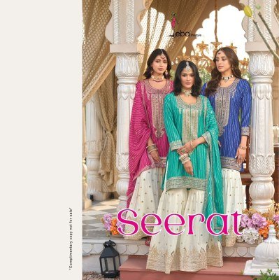 Eba Life Style Seerat Chinon Digital Printed Suit with Embroidery Top Embroidered Plazo Set Digital Print Dupatta  Whjolesale kurtis catalogs