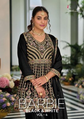 Eba Lifestyle Barbie Black and White Vol 4 Heavy Chinon Embroidered Suit Set 