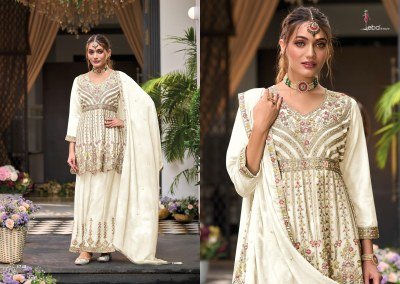 Eba Lifestyle Barbie Black and White Vol 4 Heavy Chinon Embroidered Suit Set readymade suit catalogs