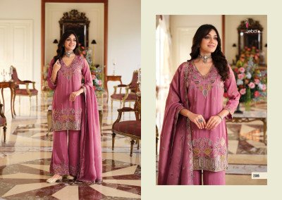 Eba Lifestyle Chahat Shimmer Silk Suit with Bead Work And Plazo readymade suit catalogs