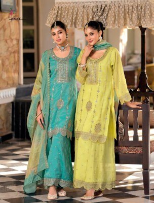 Eba Lifestyle Diya Simar Embroidered Top with Plazo and Digital Print Embroidered Dupatta Wholesale Eba lifestyle