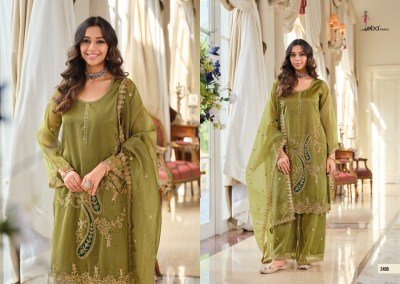 Eba Lifestyle Firdaus Shimmer 3 Piece Suit with Beads Work Fancy Palazzo suit catalogue