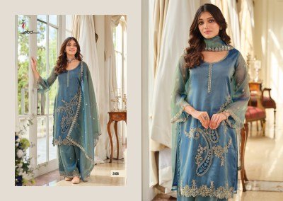 Eba Lifestyle Firdaus Shimmer 3 Piece Suit with Beads Work Fancy Palazzo suit catalogue