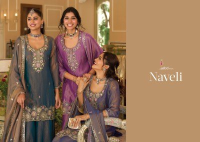 Eba Lifestyle Naveli – Moch 3-Piece Kurti Palazzo with Dupatta Fancy Palazzo suit catalogue