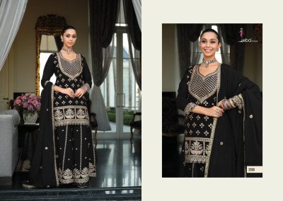Eba Lifestyle Rangoli Black And White Chinon Embroidery Sharara Suit readymade suit catalogs
