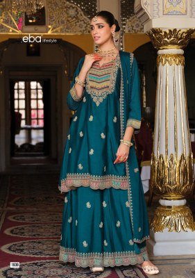 Eba Lifestyle Rivaa Collection Heavy Chinon Embroidered Plazo Suit readymade suit catalogs
