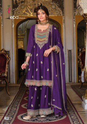 Eba Lifestyle Rivaa Collection Heavy Chinon Embroidered Plazo Suit readymade suit catalogs