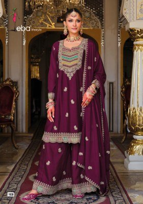 Eba Lifestyle Rivaa Collection Heavy Chinon Embroidered Plazo Suit readymade suit catalogs