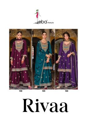 Eba Lifestyle Rivaa Collection Heavy Chinon Embroidered Plazo Suit readymade suit catalogs