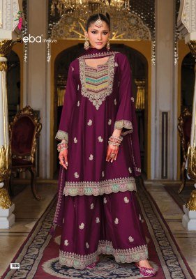Eba Lifestyle Rivaa Collection Heavy Chinon Embroidered Plazo Suit readymade suit catalogs