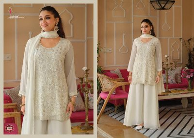 Eba Lifestyle Rosy Real Georgette Palazzo Suit Set readymade suit catalogs