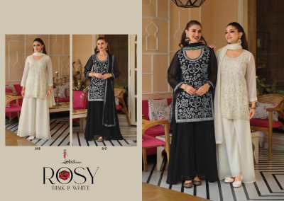 Eba Lifestyle Rosy Real Georgette Palazzo Suit Set readymade suit catalogs