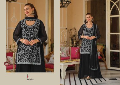 Eba Lifestyle Rosy Real Georgette Palazzo Suit Set readymade suit catalogs