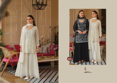 Eba Lifestyle Rosy Real Georgette Palazzo Suit Set readymade suit catalogs