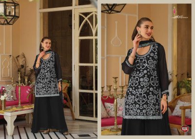 Eba Lifestyle Rosy Real Georgette Palazzo Suit Set readymade suit catalogs