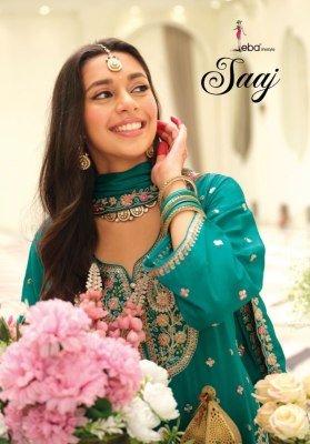 Eba Lifestyle Saaj Heavy Chinon Ethnic Set with Elegant Embroidery Wholesale Bulk Collection kurti pant with dupatta Catalogs