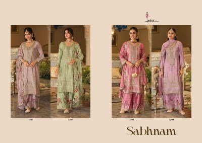 Eba Lifestyle Sabnam Designs 2501-2504 Heavy Chinon Palazzo Set Wholesale readymade suit catalogs