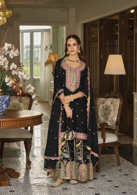 Eba Lifestyle Safroon Vol 3 Heavy Chinon Embroidered Palazzo Suit Set readymade suit catalogs