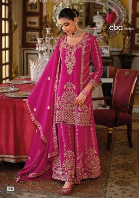 Eba Lifestyle Sundari Embroidered Chinon Top, Dupatta And Plazo Wholesale kurtis catalogs