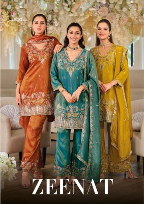 Eba Lifestyle Zeenat Shimmer Silk Suits with Beads Work And Plazzo 