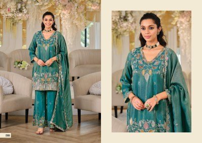 Eba Lifestyle Zeenat Shimmer Silk Suits with Beads Work And Plazzo readymade suit catalogs